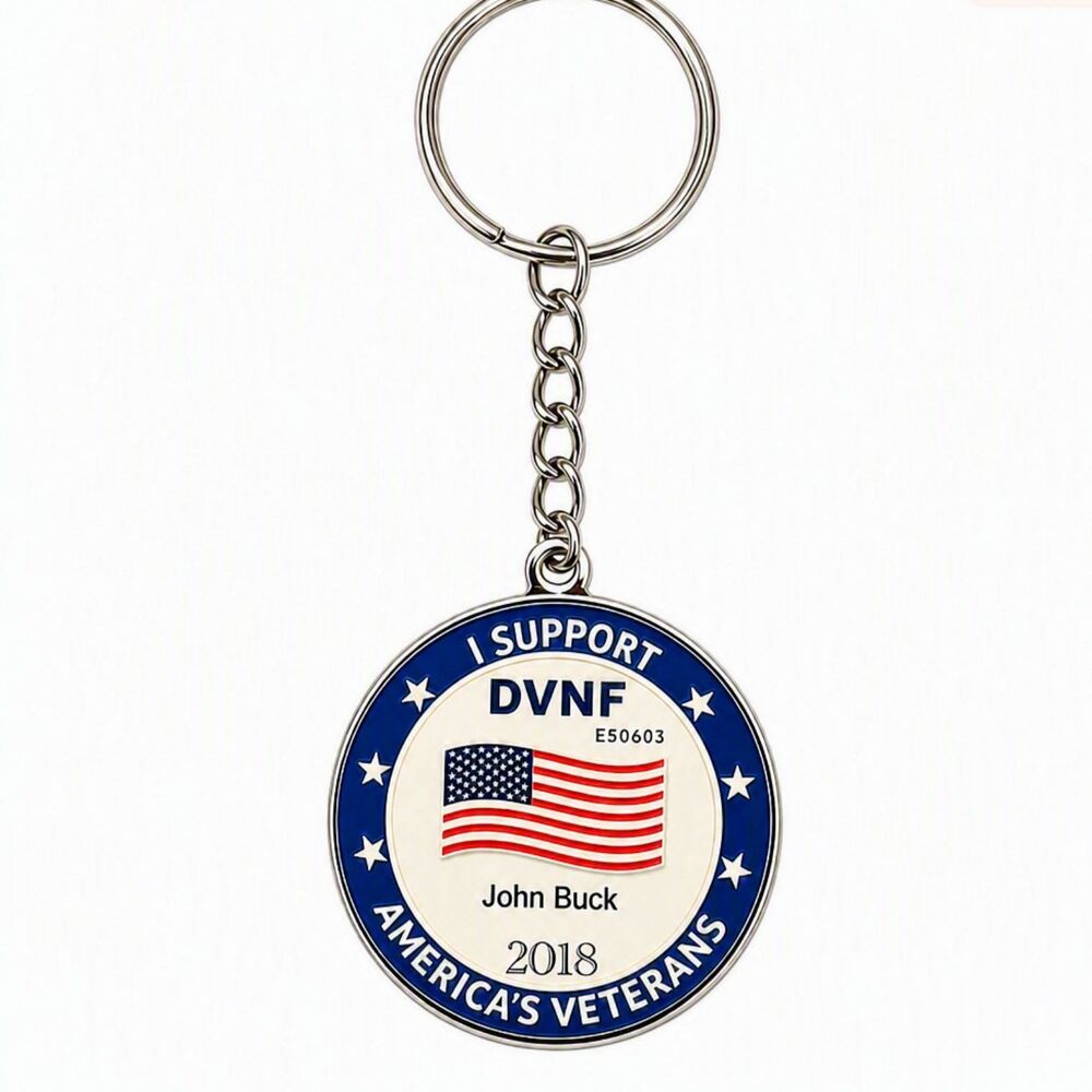 2018 Patriotic USA Flag Collectible DVNF I Support Veterans John Buck Keychain